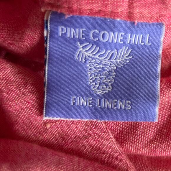 Pine Cone Hill Fine Linens 100% Linen Pink Long Sleeve Henley Button Shirt Dress - Picture 4 of 5